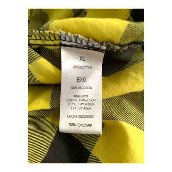 MILEY CYRUS max yellow & black checkered plaid button down cute top size XL - Picture 5 of 6